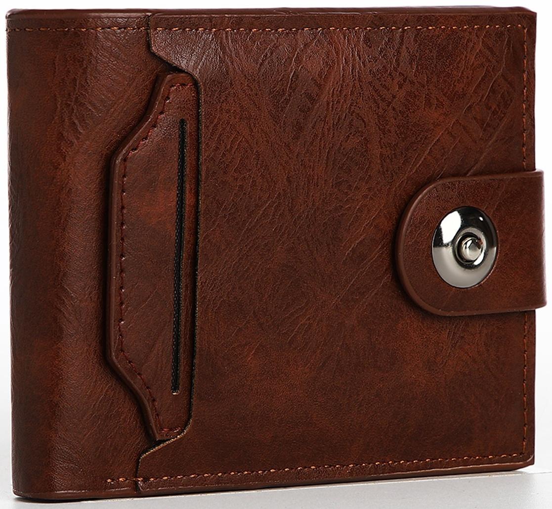 Портмоне мужское на магните, отдел для купюр, для карт, для монет, цвет коричневый
