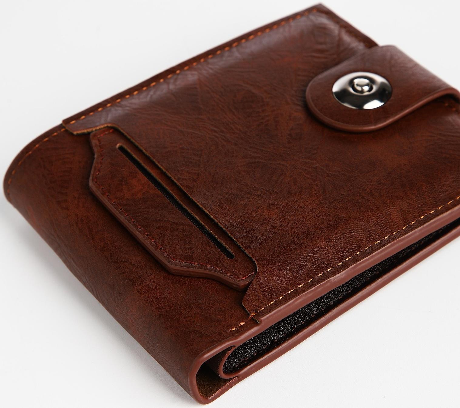 Портмоне мужское на магните, отдел для купюр, для карт, для монет, цвет коричневый