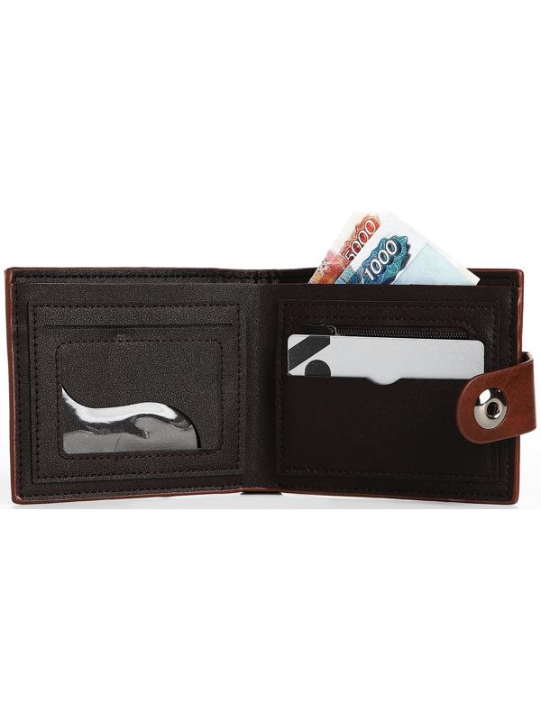 Портмоне мужское на магните, отдел для купюр, для карт, для монет, цвет коричневый