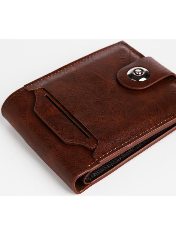 Портмоне мужское на магните, отдел для купюр, для карт, для монет, цвет коричневый