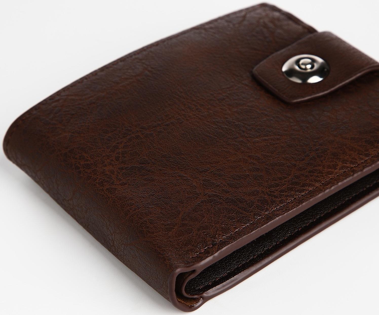 Портмоне мужское на магните, отдел для купюр, для карт, для монет, цвет коричневый