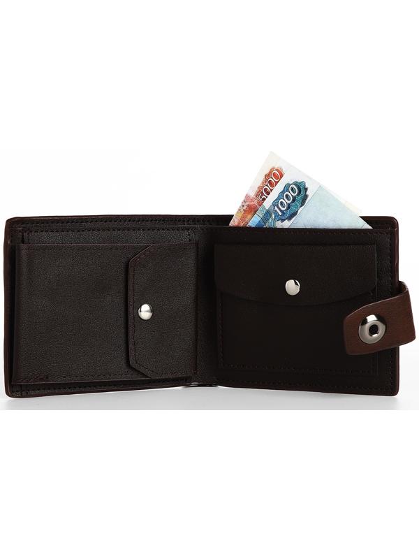 Портмоне мужское на магните, отдел для купюр, для карт, для монет, цвет коричневый