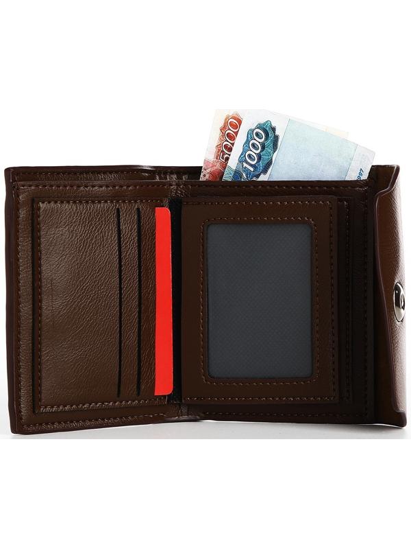 Портмоне мужское на магните, отдел для купюр, для карт, для монет, цвет коричневый