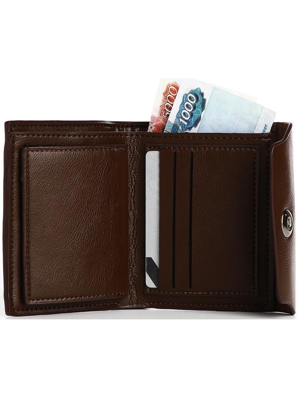 Портмоне мужское на магните, отдел для купюр, для карт, для монет, цвет коричневый