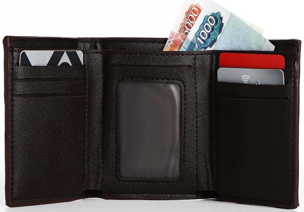 Портмоне мужское на магните, отдел для купюр, для карт, для монет, цвет коричневый