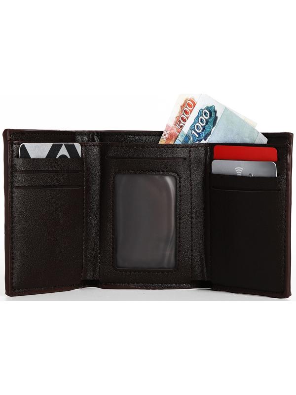 Портмоне мужское на магните, отдел для купюр, для карт, для монет, цвет коричневый