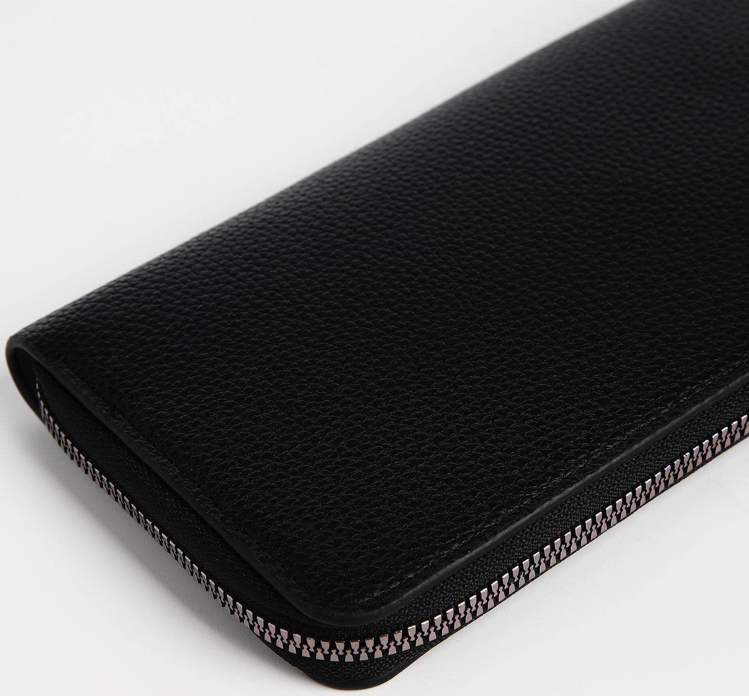 Портмоне мужское на молнии, отдел для купюр, для карт, для монет, цвет чёрный