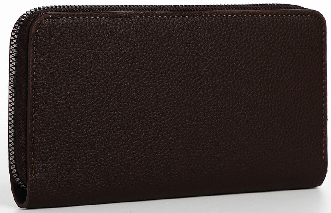 Портмоне мужское на молнии, отдел для купюр, для карт, для монет, цвет коричневый