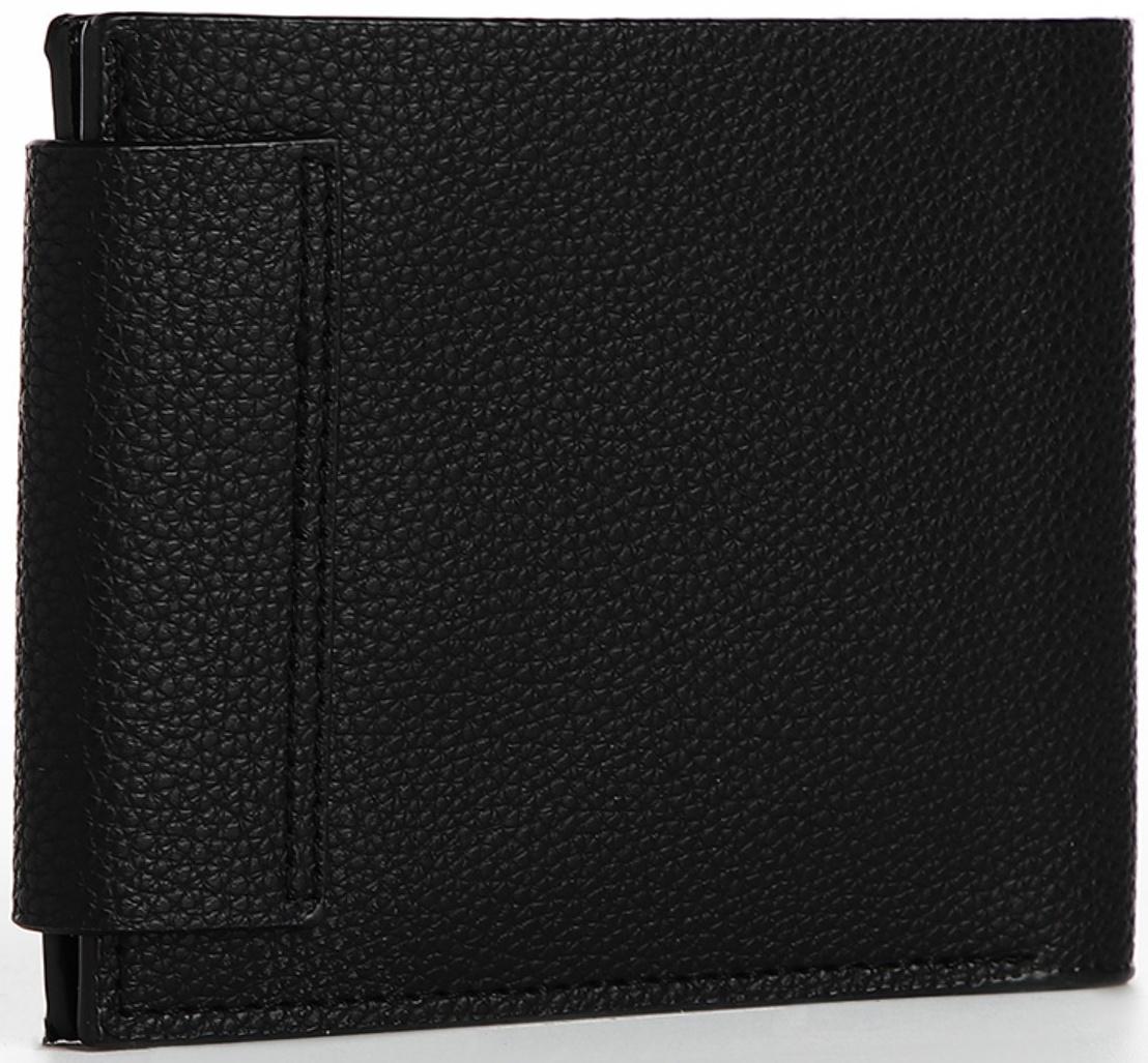 Портмоне мужское на магнитах, отдел для купюр, для карт, для монет, цвет чёрный