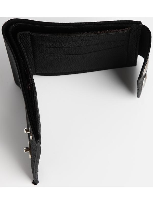 Портмоне мужское на магнитах, отдел для купюр, для карт, для монет, цвет чёрный