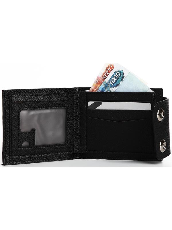 Портмоне мужское на магнитах, отдел для купюр, для карт, для монет, цвет чёрный
