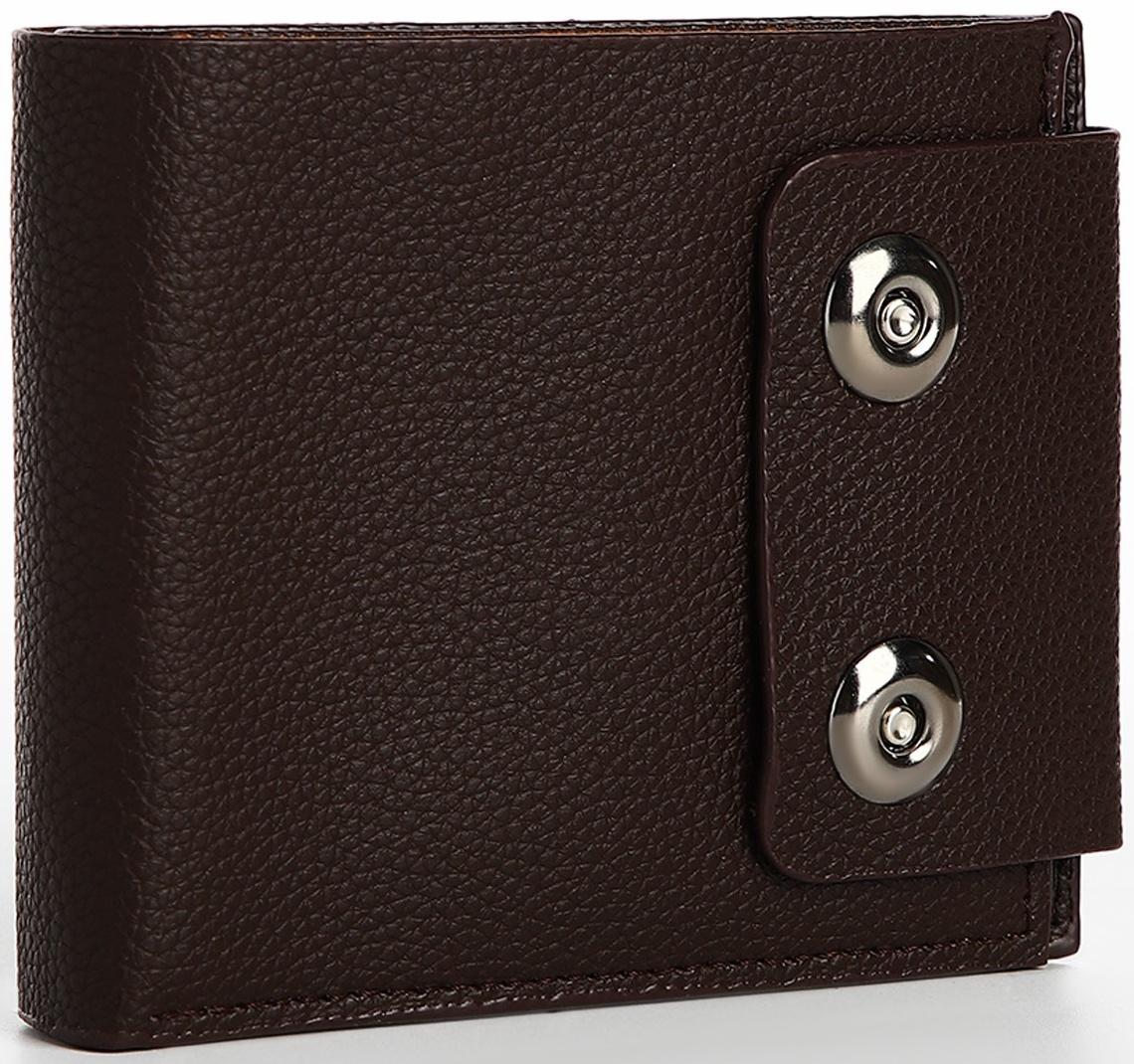 Портмоне мужское на магнитах, отдел для купюр, для карт, для монет, цвет коричневый