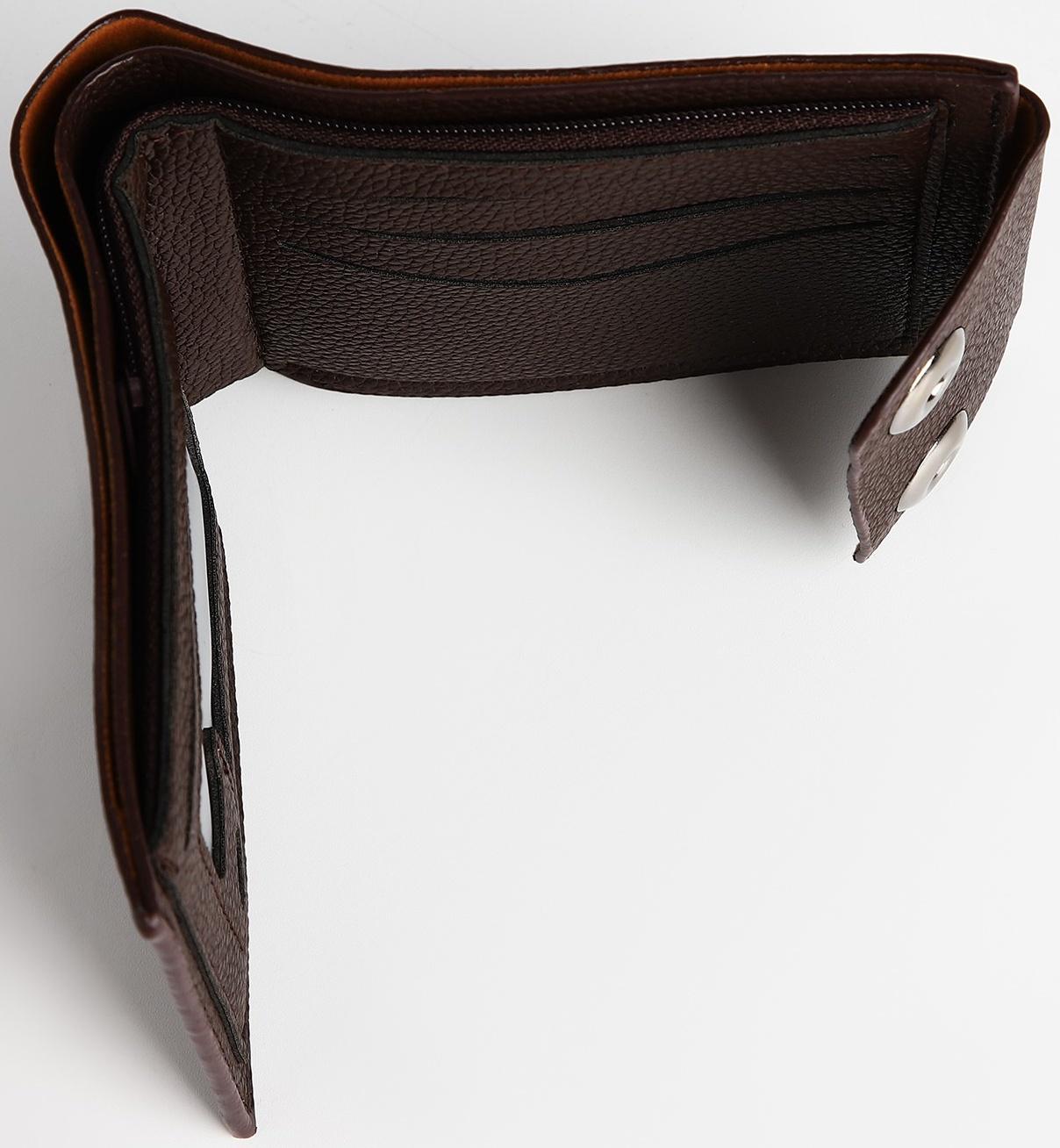 Портмоне мужское на магнитах, отдел для купюр, для карт, для монет, цвет коричневый