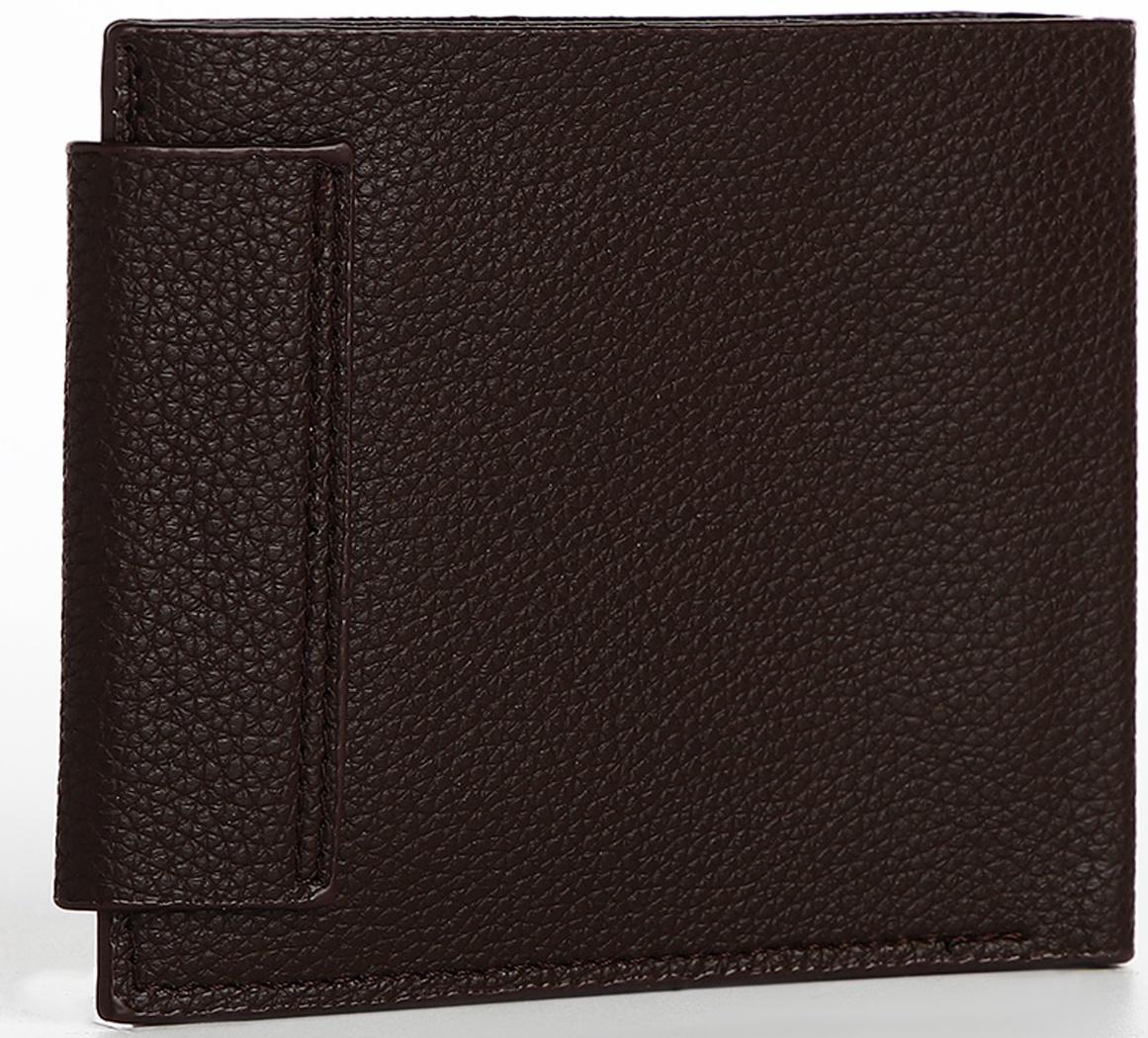Портмоне мужское на магнитах, отдел для купюр, для карт, для монет, цвет коричневый