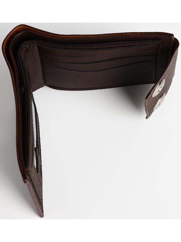 Портмоне мужское на магнитах, отдел для купюр, для карт, для монет, цвет коричневый