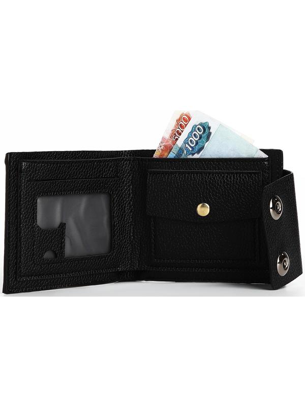 Портмоне мужское на магнитах, отдел для купюр, для карт, для монет, цвет чёрный