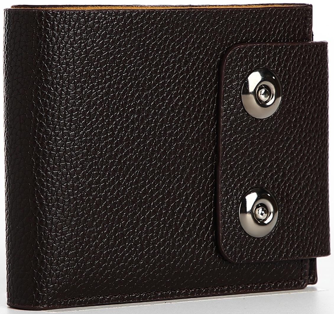 Портмоне мужское на магнитах, отдел для купюр, для карт, для монет, цвет коричневый