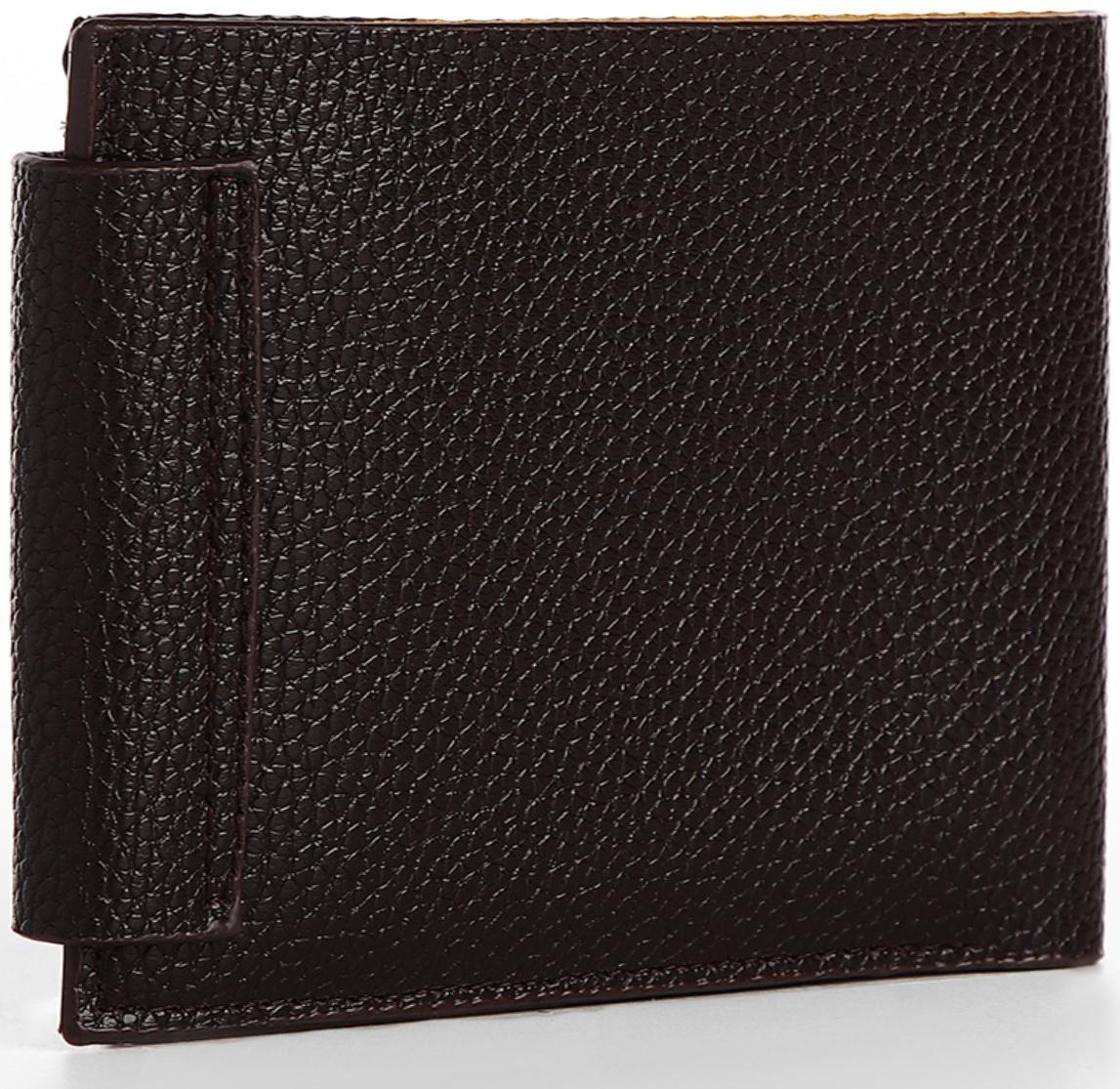 Портмоне мужское на магнитах, отдел для купюр, для карт, для монет, цвет коричневый