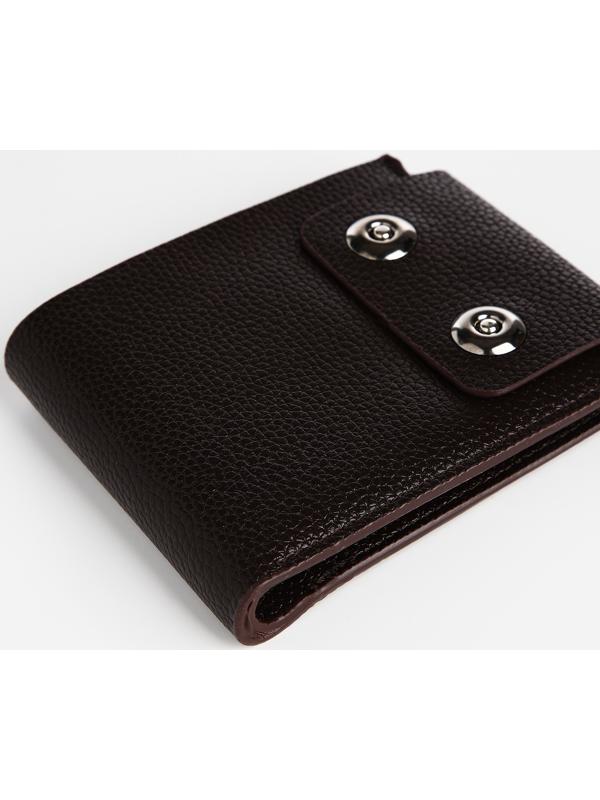 Портмоне мужское на магнитах, отдел для купюр, для карт, для монет, цвет коричневый