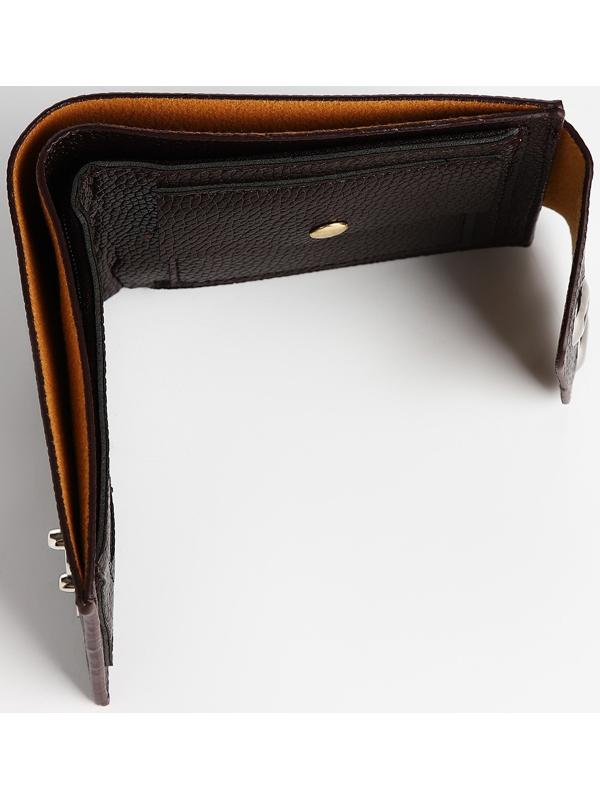 Портмоне мужское на магнитах, отдел для купюр, для карт, для монет, цвет коричневый