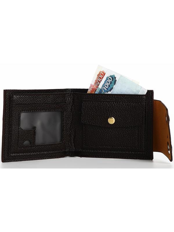 Портмоне мужское на магнитах, отдел для купюр, для карт, для монет, цвет коричневый