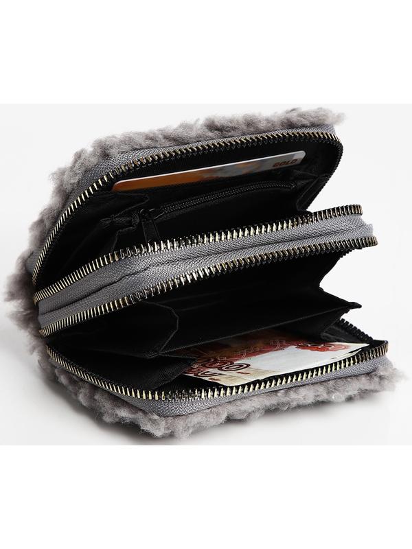 Кошелёк на молнии, цвет серый