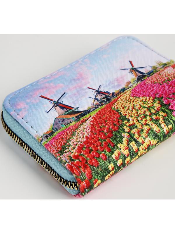 Кошелёк на молнии, цвет голубой/разноцветный