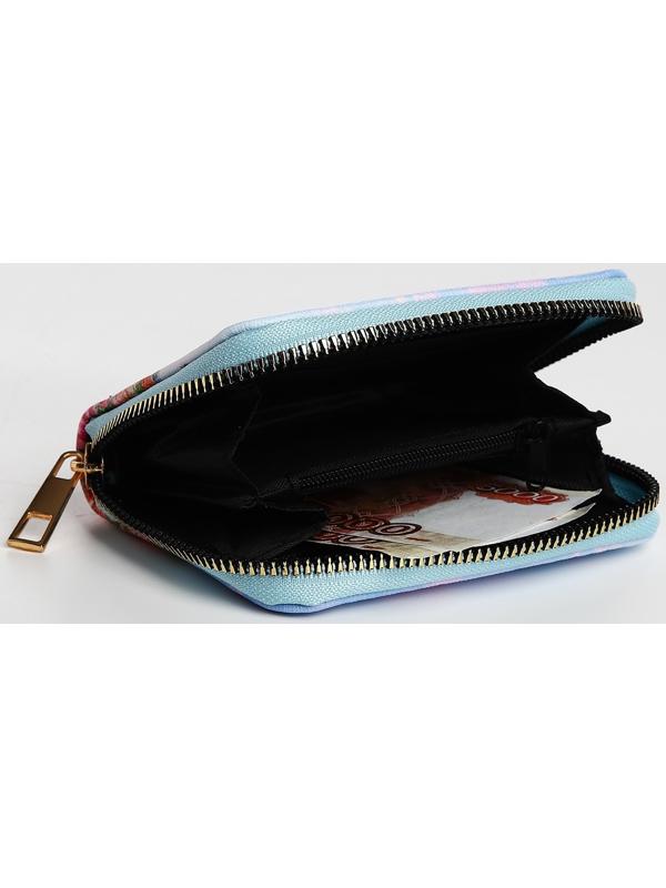 Кошелёк на молнии, цвет голубой/разноцветный