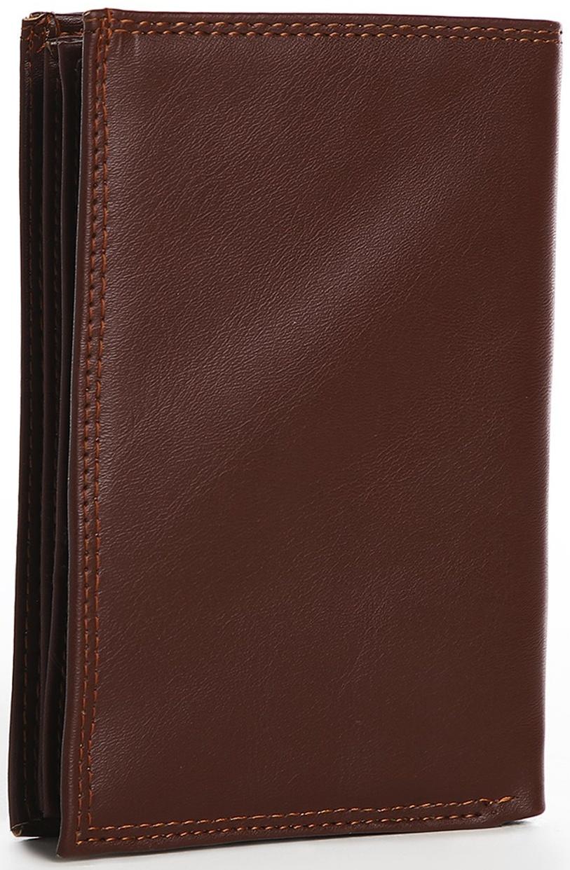 Портмоне мужское без застёжки, 3 в 1, отдел автодокументов, паспорта, карт, купюр, цвет коричневый