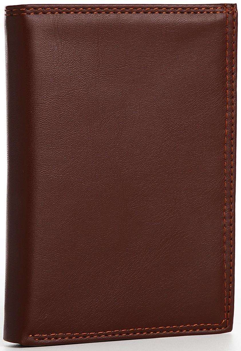 Портмоне мужское без застёжки, 3 в 1, отдел автодокументов, паспорта, карт, купюр, цвет коричневый