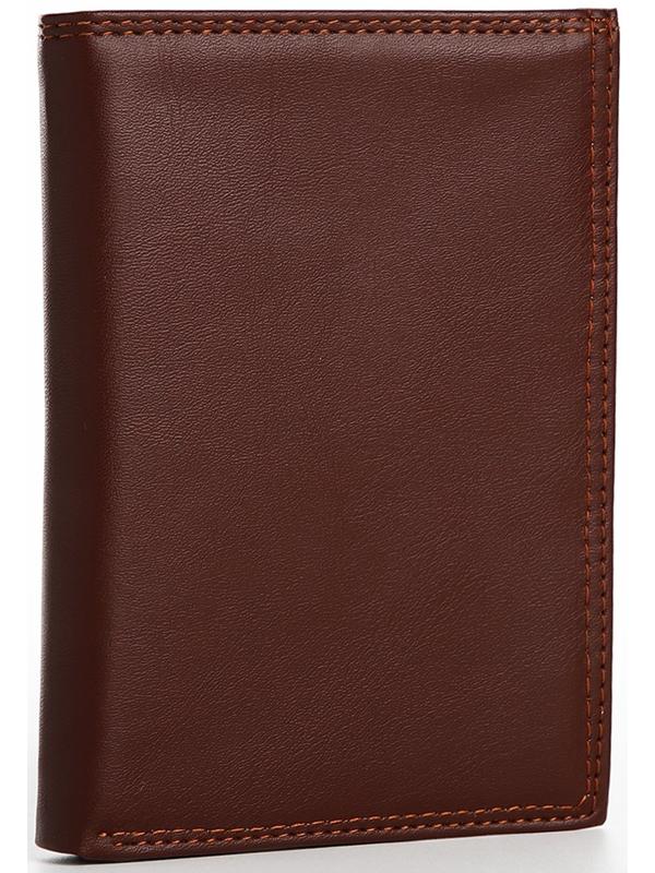Портмоне мужское без застёжки, 3 в 1, отдел автодокументов, паспорта, карт, купюр, цвет коричневый