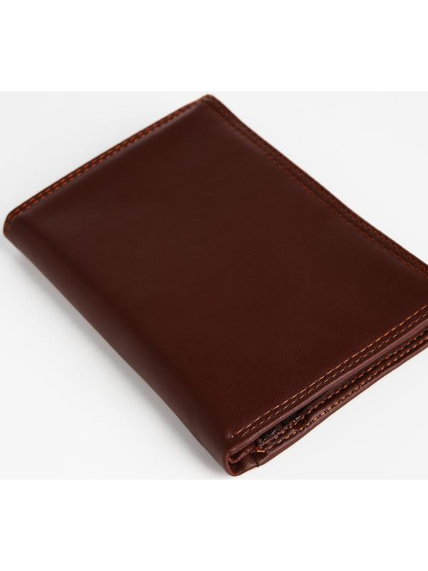 Портмоне мужское без застёжки, 3 в 1, отдел автодокументов, паспорта, карт, купюр, цвет коричневый