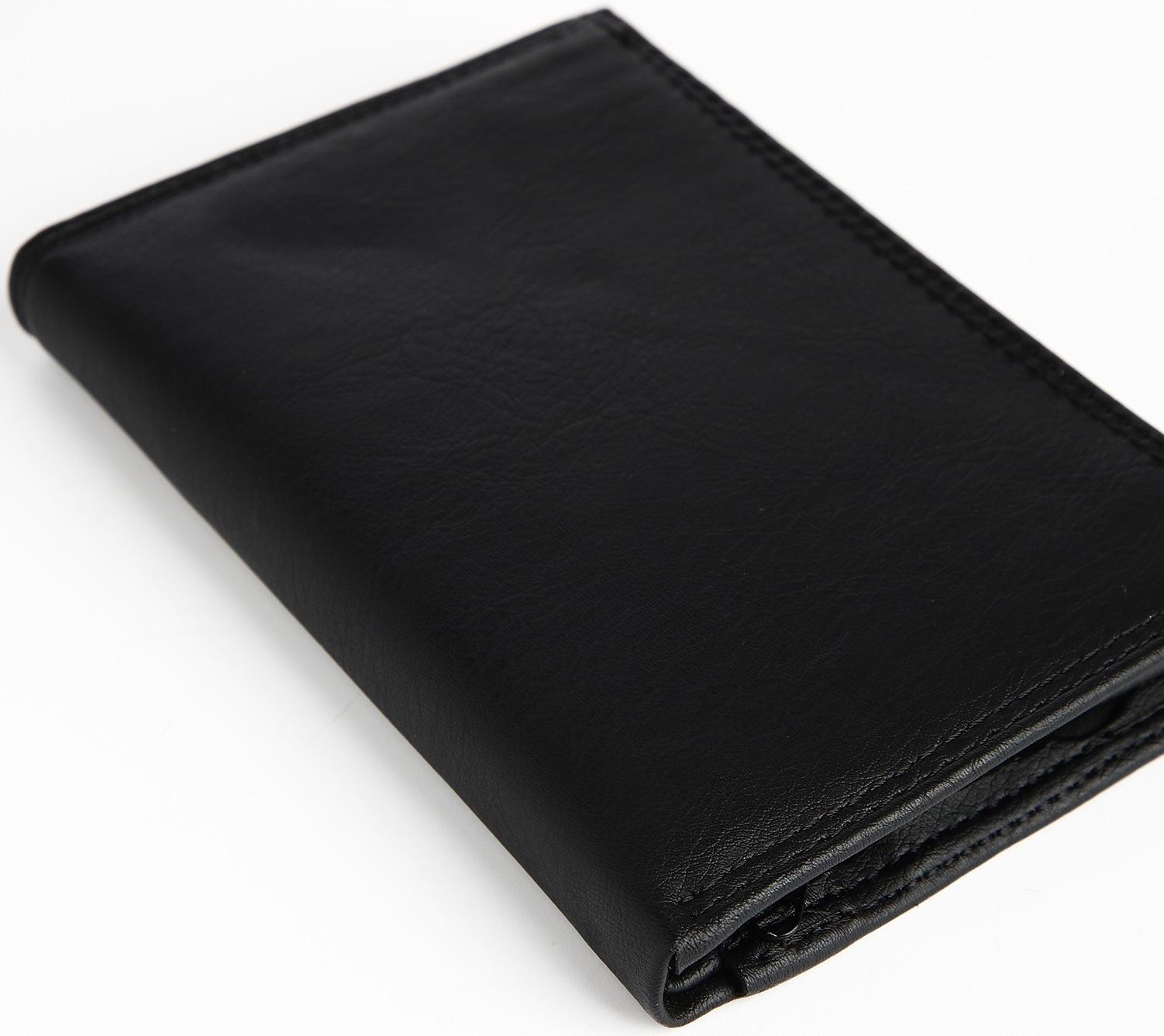 Портмоне мужское без застёжки, 3 в 1, отдел автодокументов, паспорта, карт, купюр, цвет чёрный