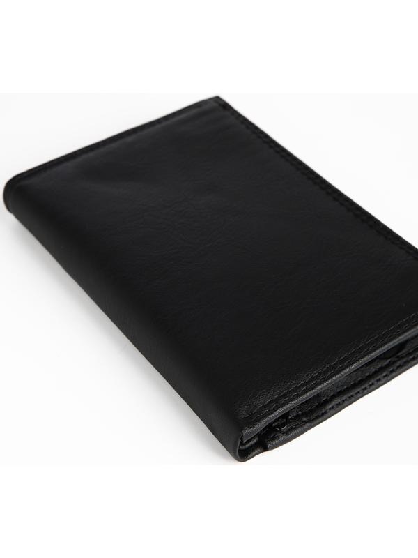 Портмоне мужское без застёжки, 3 в 1, отдел автодокументов, паспорта, карт, купюр, цвет чёрный
