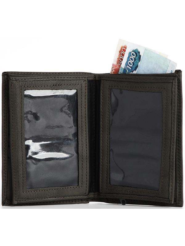 Портмоне мужское без застёжки, 3 в 1, отдел автодокументов, паспорта, карт, купюр, цвет серый