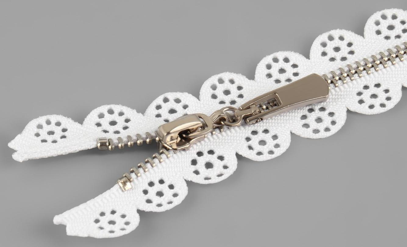 Молния металлическая, №3, неразъёмная, замок автомат, 30 см, цвет белый/никель