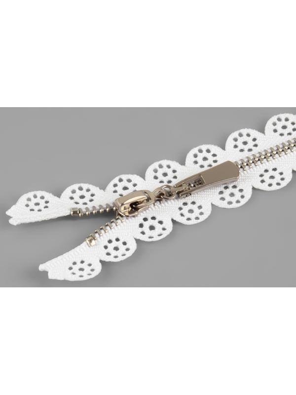 Молния металлическая, №3, неразъёмная, замок автомат, 30 см, цвет белый/никель