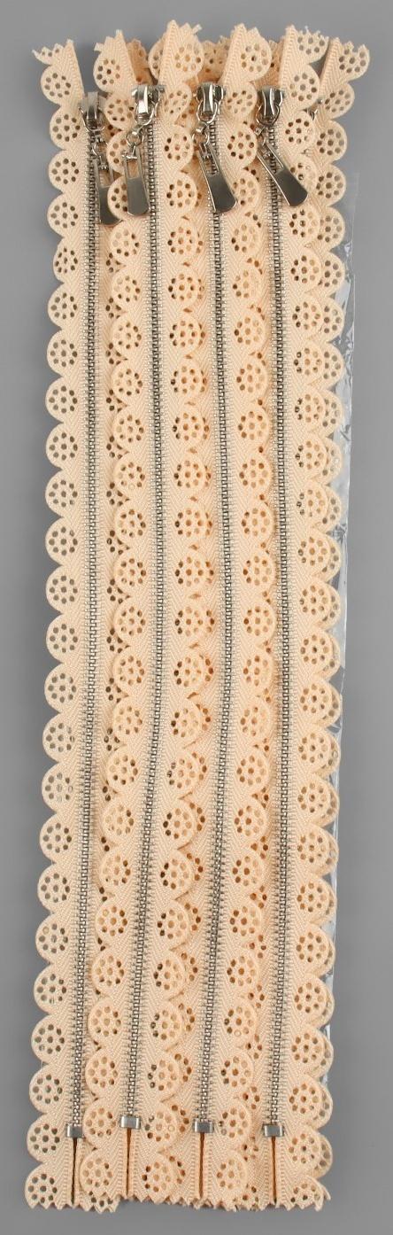 Молния металлическая, №3, неразъёмная, замок автомат, 30 см, цвет бежевый/никель