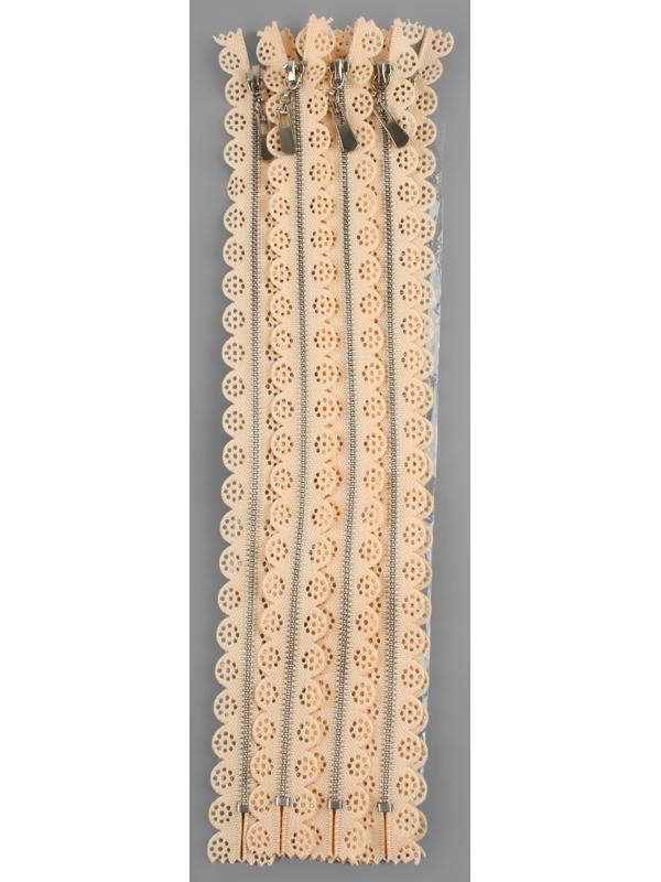 Молния металлическая, №3, неразъёмная, замок автомат, 30 см, цвет бежевый/никель