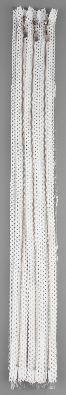 Молния металлическая, №3, неразъёмная, замок автомат, 60 см, цвет белый/никель