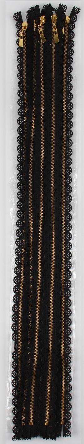 Молния металлическая, №3, неразъёмная, замок автомат, 60 см, цвет чёрный/золотой