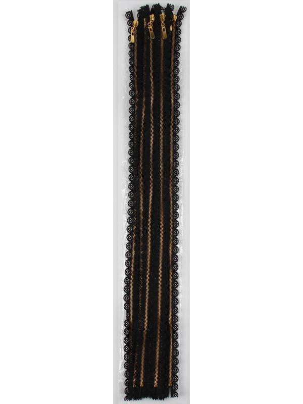 Молния металлическая, №3, неразъёмная, замок автомат, 60 см, цвет чёрный/золотой