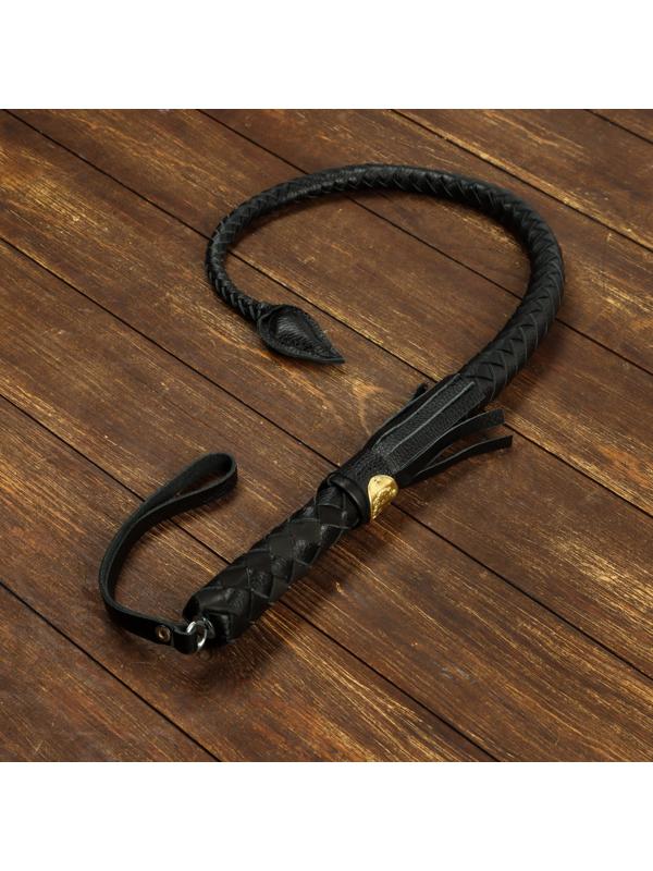 Нагайка кубанская, оплетёная ручка, натуральная кожа, черная