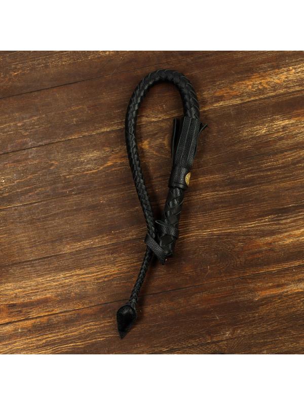 Нагайка кубанская, оплетёная ручка, натуральная кожа, черная