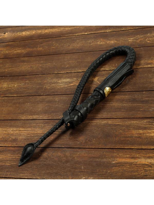Нагайка кубанская, оплетёная ручка, натуральная кожа, черная