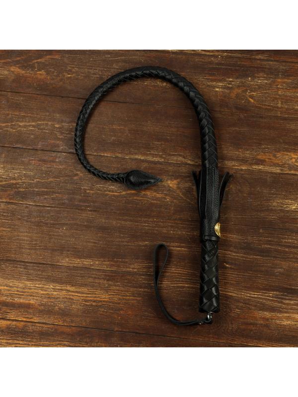 Нагайка кубанская, оплетёная ручка, натуральная кожа, черная