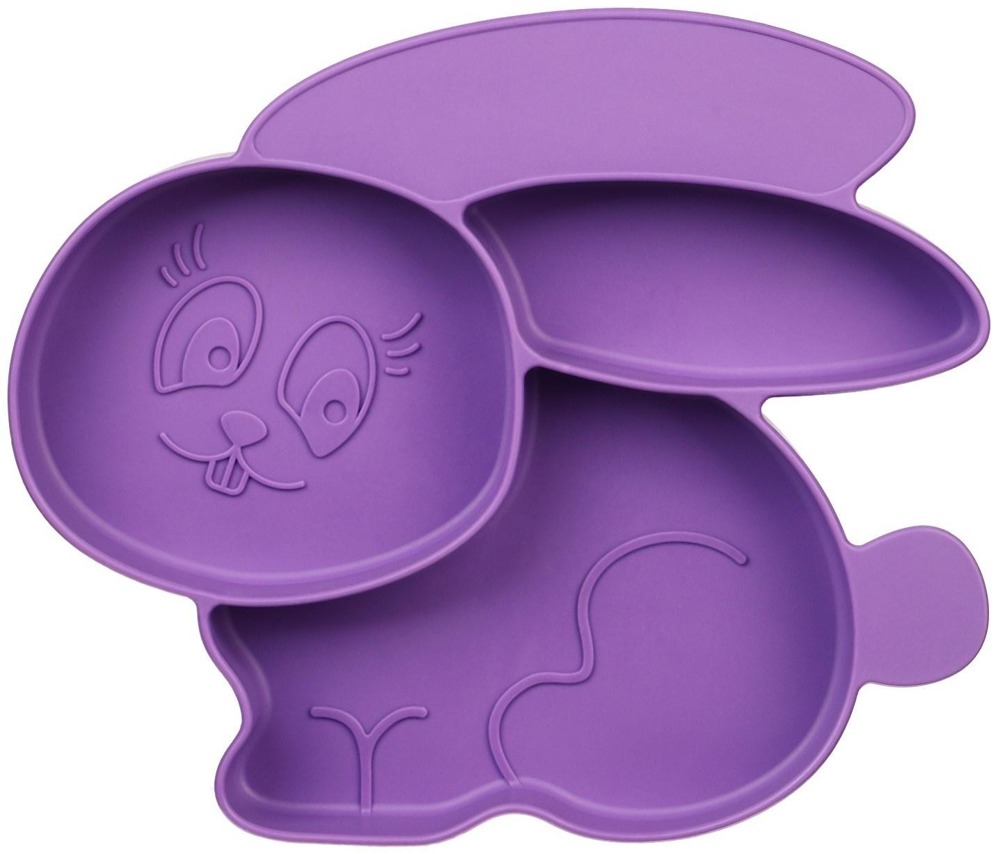 Силиконовая детская тарелка «Зайка» с секциями, цвет МИКС