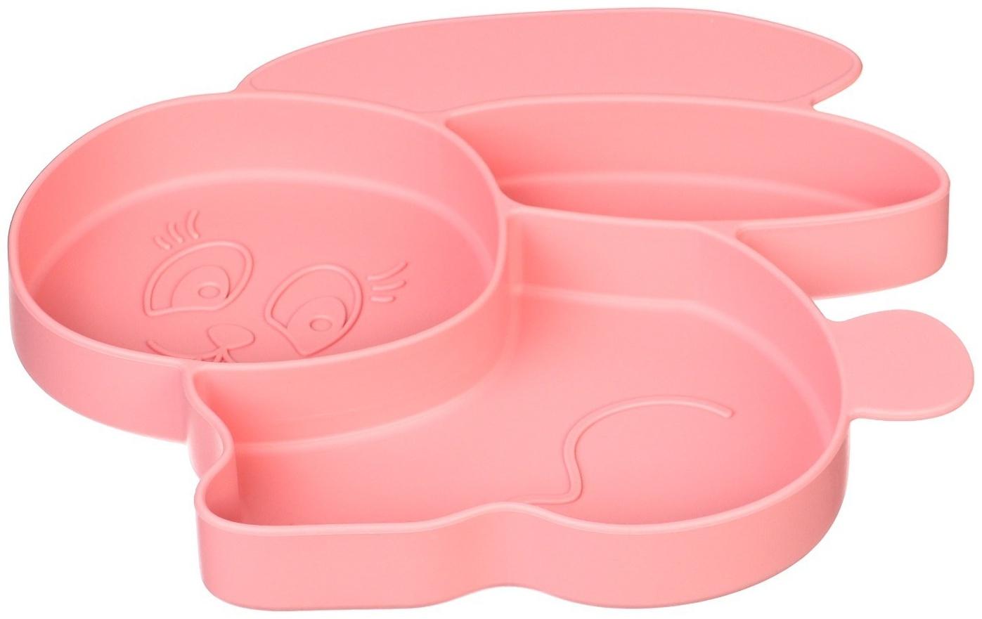 Силиконовая детская тарелка «Зайка» с секциями, цвет МИКС