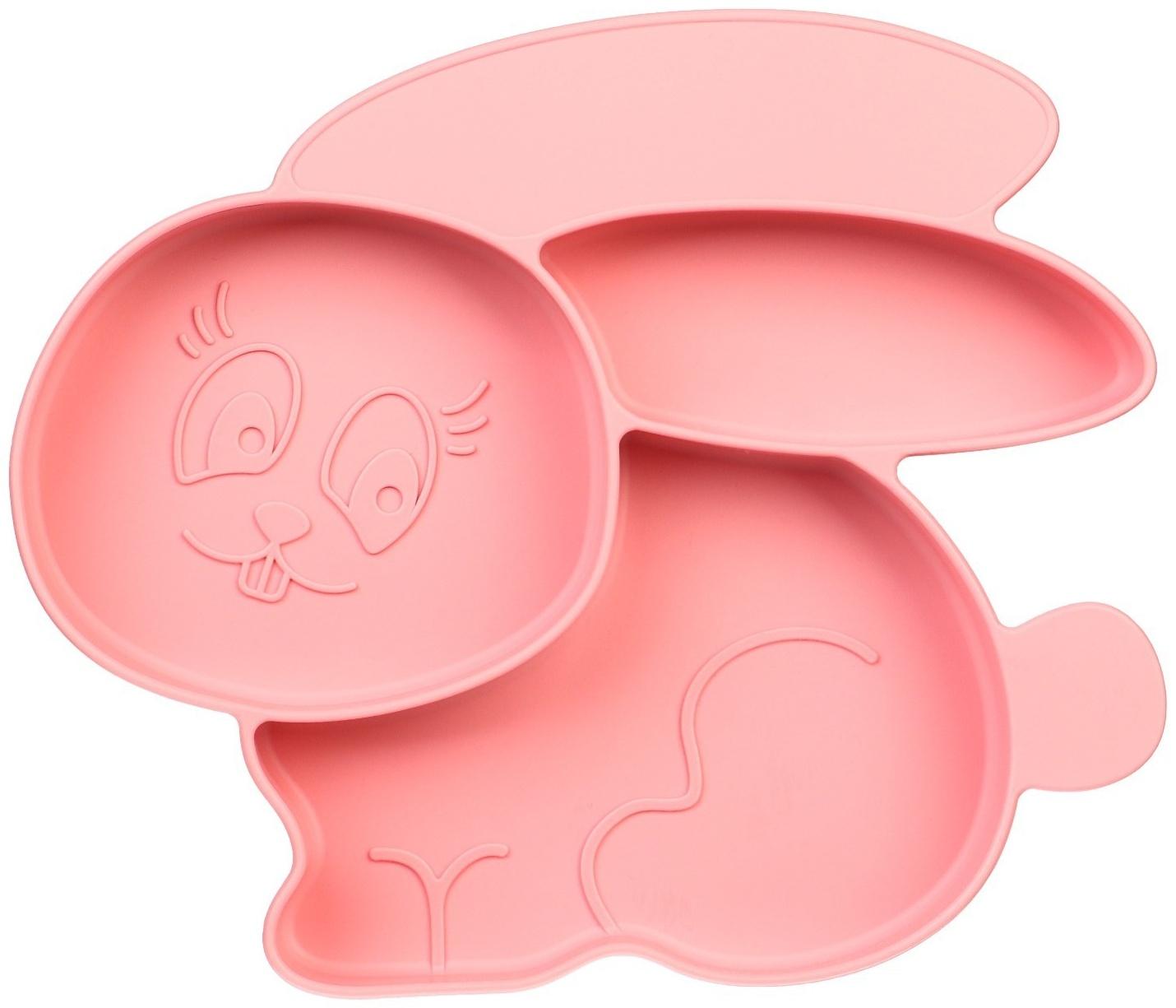 Силиконовая детская тарелка «Зайка» с секциями, цвет МИКС