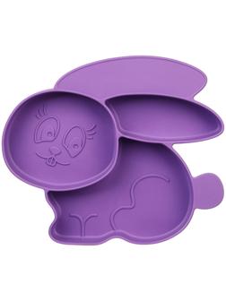 Силиконовая детская тарелка «Зайка» с секциями, цвет МИКС